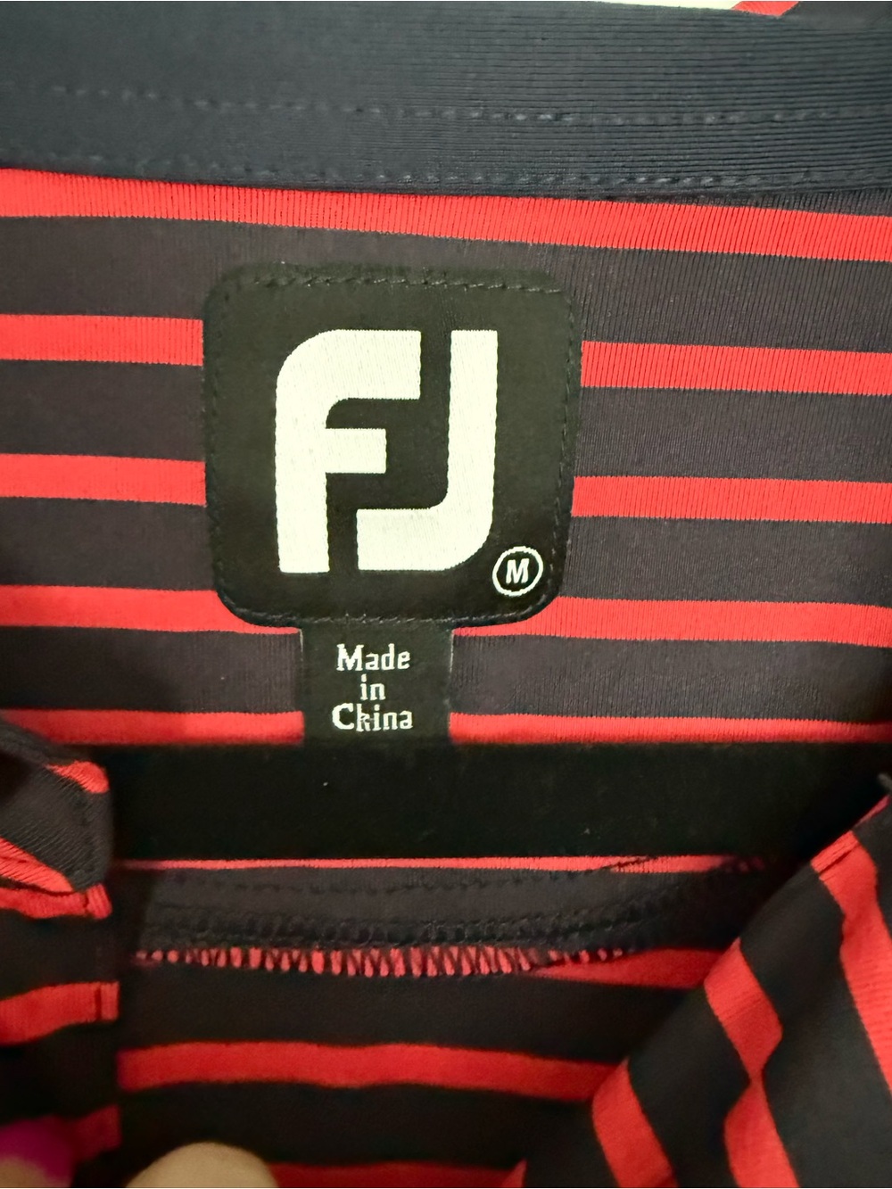 FootJoy Men’s Red and Navy Striped Golf Polo Shirt-size M - Picture 3 of 4